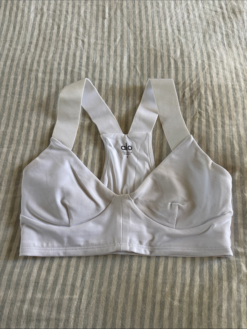 ALO Yoga White Racerback Support Sports Bra